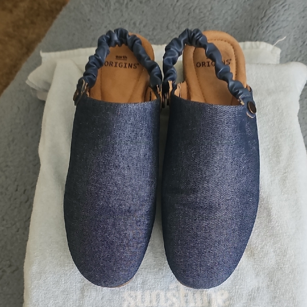 Origins Navy Denim Slip-On Mules